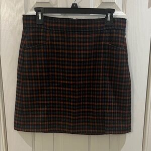 Plaid Women's Skirt - Orange/Grey/Black